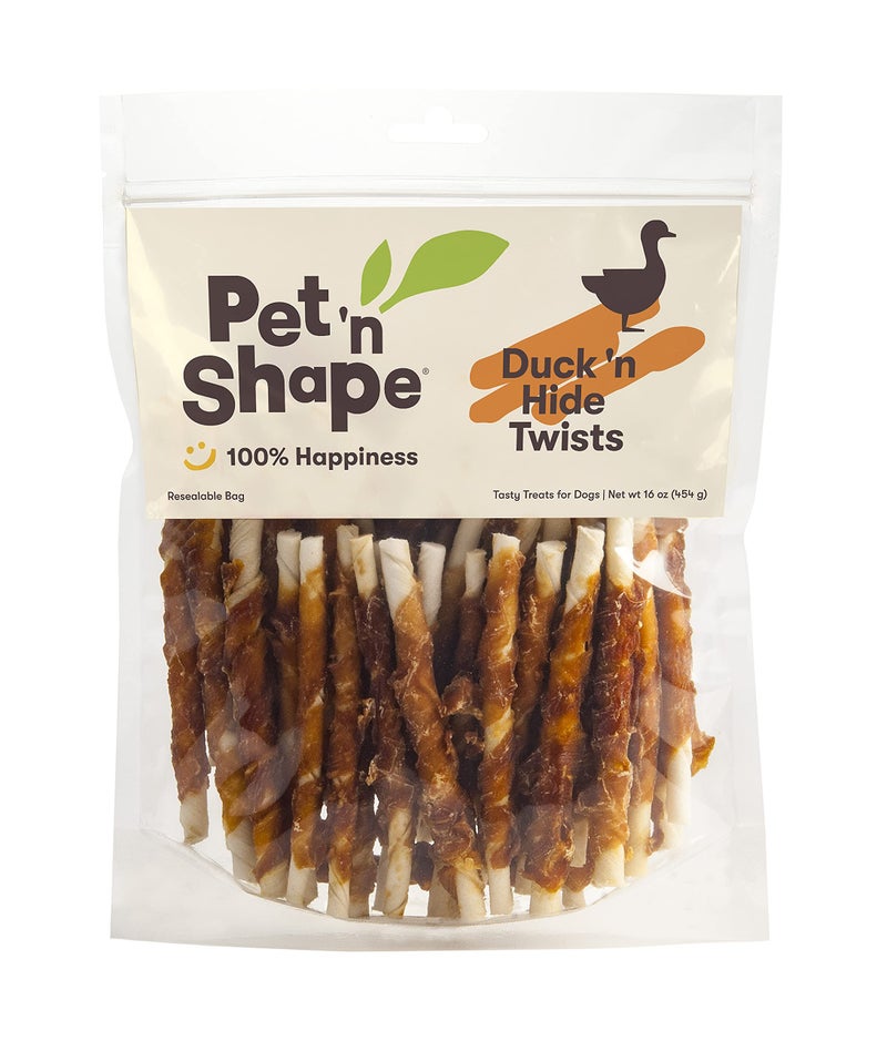 Pet 'n Shape Duck 'n Hide Twists - Duck Wrapped Rawhide Natural Dog Treats, Small, 1 Pound (Pack of 1) - Image 1
